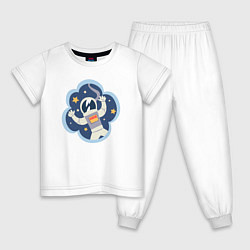 Пижама хлопковая детская Космонавтик, цвет: белый