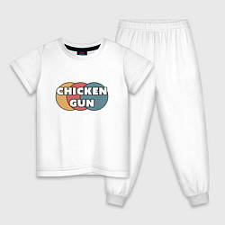 Пижама хлопковая детская Chicken gun круги, цвет: белый