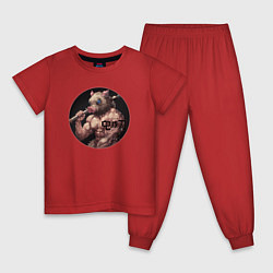 Пижама хлопковая детская Inosuke Hashibira - Клинок, рассекающий демонов, цвет: красный