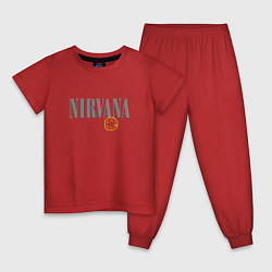 Пижама хлопковая детская Nirvana logo smile, цвет: красный