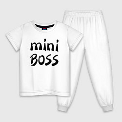 Пижама хлопковая детская Mini boss, цвет: белый