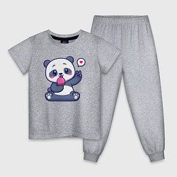 Пижама хлопковая детская Ice cream panda, цвет: меланж