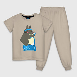 Пижама хлопковая детская Тоторо спортсмен, цвет: миндальный