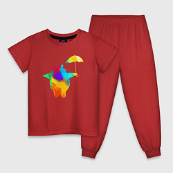 Пижама хлопковая детская Красочный Тоторо, цвет: красный