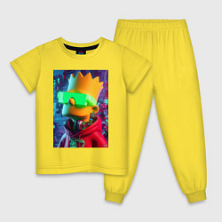 Пижама хлопковая детская Чувак Барт Симпсон - нейросеть, цвет: желтый
