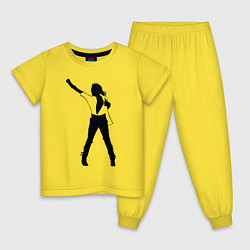 Пижама хлопковая детская Черный силуэт кричащего Джексона, цвет: желтый