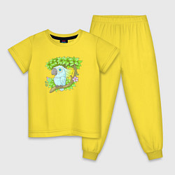 Пижама хлопковая детская Забавный какаду, цвет: желтый