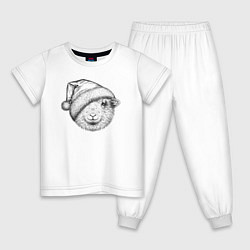 Пижама хлопковая детская Новогодняя овечка, цвет: белый