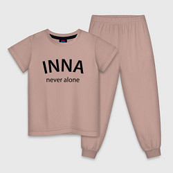 Пижама хлопковая детская Inna never alone - motto, цвет: пыльно-розовый