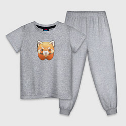 Пижама хлопковая детская Маленькая красная панда, цвет: меланж