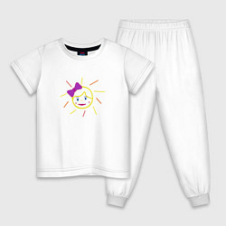 Пижама хлопковая детская Лицо девочки с бантиком, цвет: белый