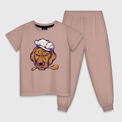Пижама хлопковая детская Chef dog, цвет: пыльно-розовый