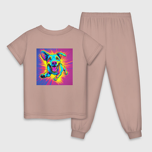 Детская пижама Кто рано встает у того собака / Пыльно-розовый – фото 2