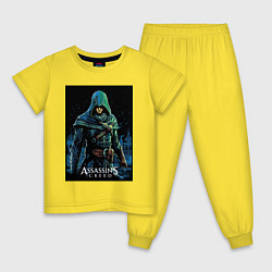 Пижама хлопковая детская Assassins creed в капюшоне, цвет: желтый