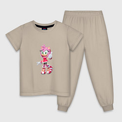 Пижама хлопковая детская Соник Эми, цвет: миндальный