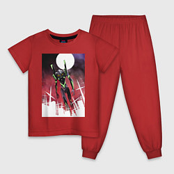 Пижама хлопковая детская Евангелион нового поколения робот, цвет: красный