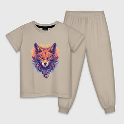 Пижама хлопковая детская Foxs Fiery Head, цвет: миндальный