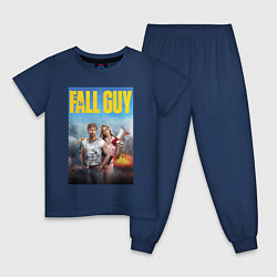 Пижама хлопковая детская Ryan Gosling and Emily Blunt the fall guy, цвет: тёмно-синий