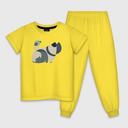 Пижама хлопковая детская Милые друзья, цвет: желтый