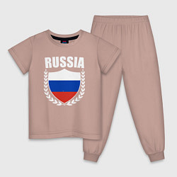 Пижама хлопковая детская Russian flag, цвет: пыльно-розовый