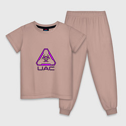 Пижама хлопковая детская UAC фиолетовый, цвет: пыльно-розовый