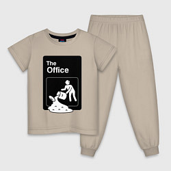 Пижама хлопковая детская Суп и офис, цвет: миндальный