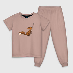 Пижама хлопковая детская Music fox, цвет: пыльно-розовый