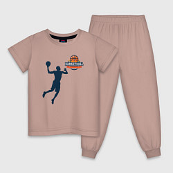Пижама хлопковая детская Игрок в баскетбол basketball, цвет: пыльно-розовый