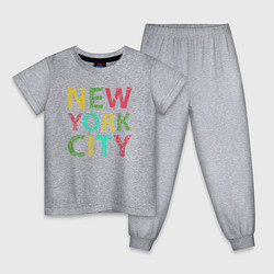 Пижама хлопковая детская New York city colors, цвет: меланж