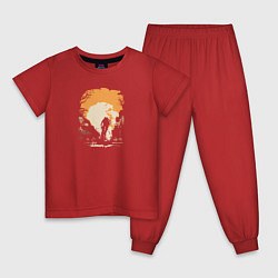 Пижама хлопковая детская Осенние покатушки, цвет: красный