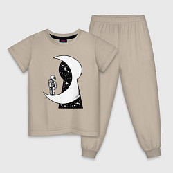Пижама хлопковая детская Космос в замочной скважине, цвет: миндальный