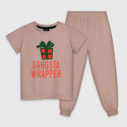 Пижама хлопковая детская Gangsta wrapper, цвет: пыльно-розовый