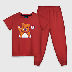 Пижама хлопковая детская Привет от мишки, цвет: красный