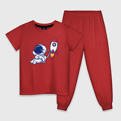 Пижама хлопковая детская В открытом космосе, цвет: красный