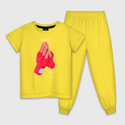 Пижама хлопковая детская Бокс фокус победа, цвет: желтый