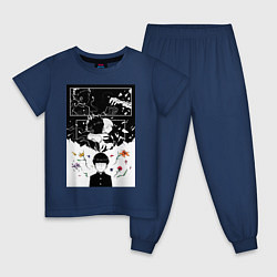 Пижама хлопковая детская Моб Психо Шигэо Кагэяма, цвет: тёмно-синий