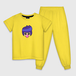 Пижама хлопковая детская Brawl Stars Биби голова, цвет: желтый