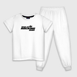 Пижама хлопковая детская Rocking, цвет: белый