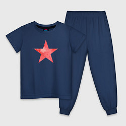 Пижама хлопковая детская Звезда акварельная красная, цвет: тёмно-синий