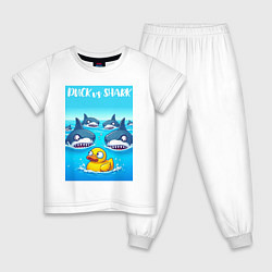 Детская пижама Duck vs shark - ai art fantasy