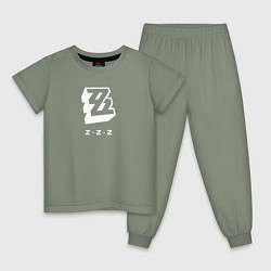 Пижама хлопковая детская Zenless Zone Zero logo, цвет: авокадо