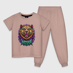 Детская пижама Свирепый медведь с надписью