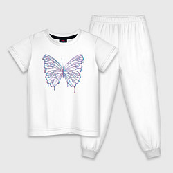 Пижама хлопковая детская Y2k бабочка, цвет: белый