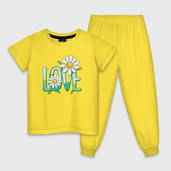 Пижама хлопковая детская Любовь и ромашки, цвет: желтый