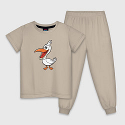 Пижама хлопковая детская Довольный пеликан, цвет: миндальный