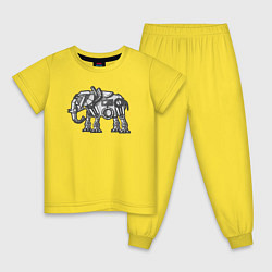 Пижама хлопковая детская Механический слон, цвет: желтый