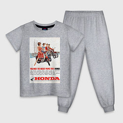 Пижама хлопковая детская Honda мотоцикл, цвет: меланж