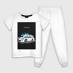 Пижама хлопковая детская Subaru авто, цвет: белый