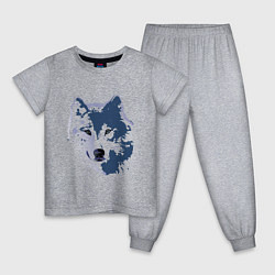 Детская пижама Волк темно-синий с глазами разного цвета - blue wo