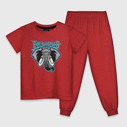 Пижама хлопковая детская Elephants team, цвет: красный